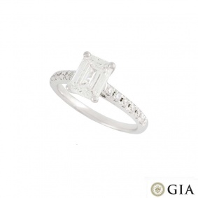 18k White Gold Emerald Cut Diamond Ring 1.34ct G/VS2